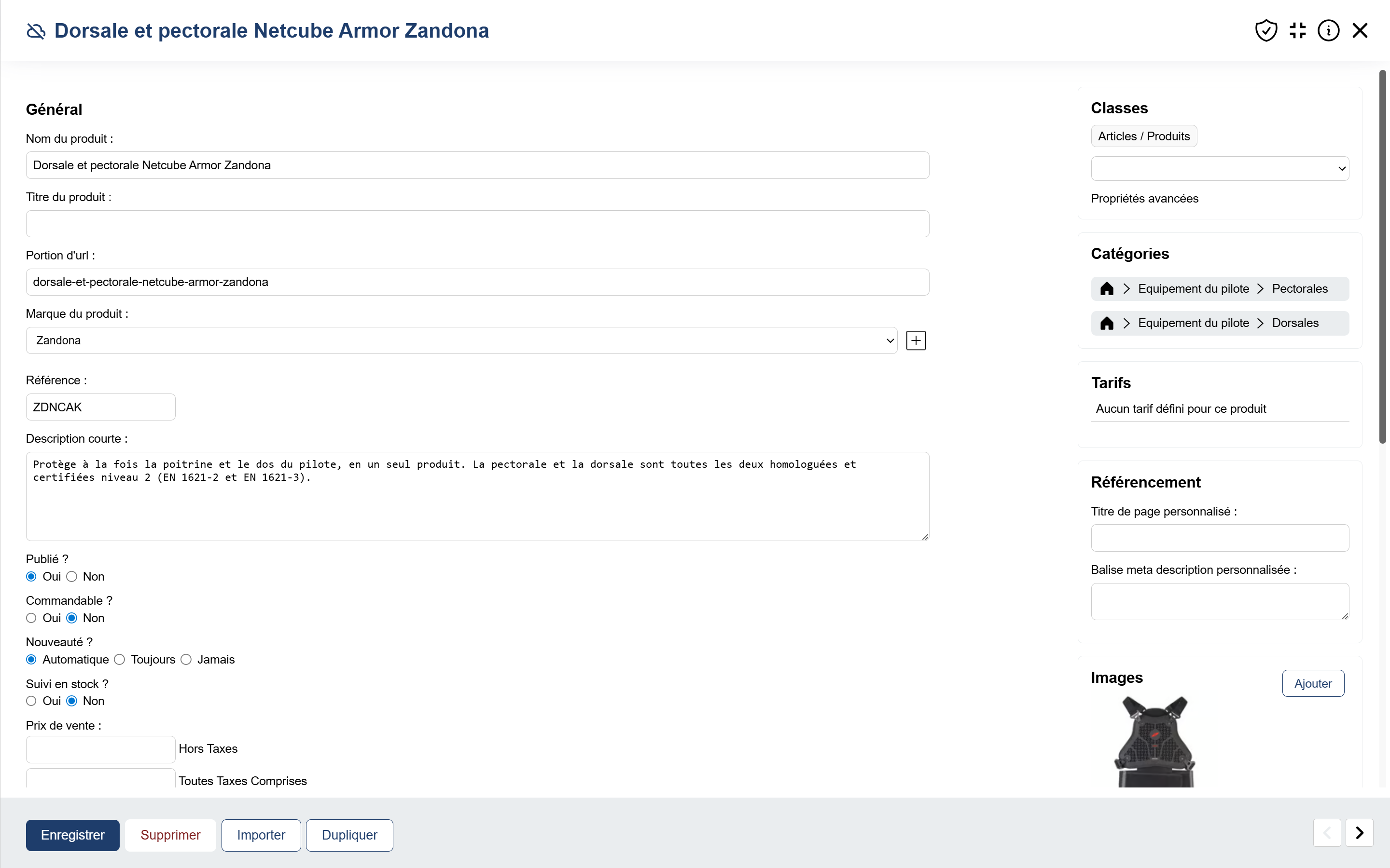 Fiche produit