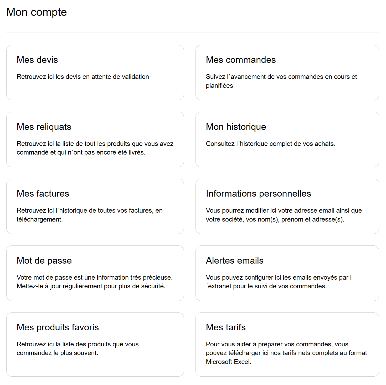 Exemples de fonctionnalités B2B