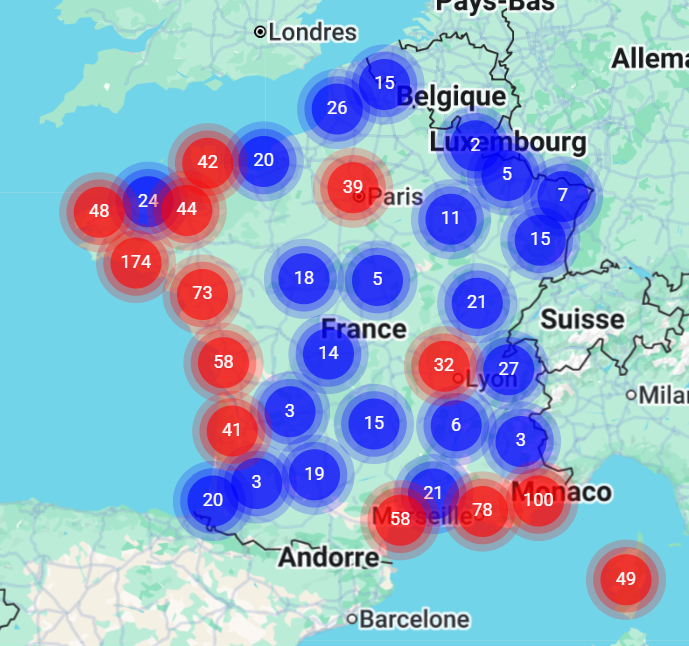 Carte des revendeurs